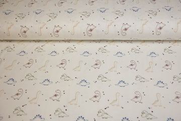 Jersey mit Dinosauriern, ecru, 0,5 m